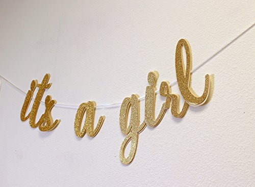 All About Details It's A Girl Cursive Banner, 1set, Baby Shower Banner, Baby Shower Party Decoration (Gold)