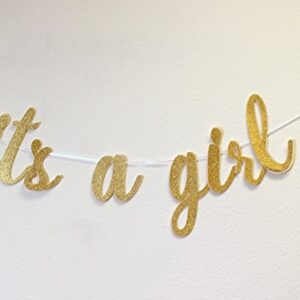 All About Details It's A Girl Cursive Banner, 1set, Baby Shower Banner, Baby Shower Party Decoration (Gold)