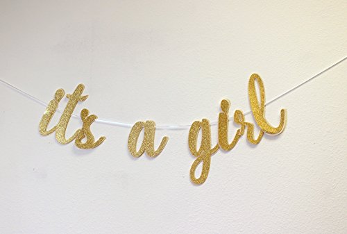 All About Details It's A Girl Cursive Banner, 1set, Baby Shower Banner, Baby Shower Party Decoration (Gold)