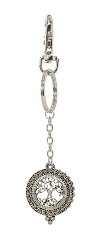 Tree of Life 4X Magnifying Glass Sliding Top Key Chain (Silver Tone)