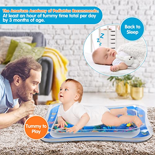 Infinno Tummy Time Mat Premium Baby Water Play Mat for Babies, Baby Toys for 3 to 24 Months, Blue Whale Style and Yellow Octopus Style