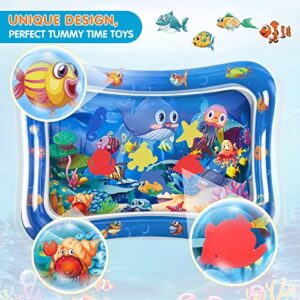 Infinno Tummy Time Mat Premium Baby Water Play Mat for Babies, Baby Toys for 3 to 24 Months, Blue Whale Style and Yellow Octopus Style