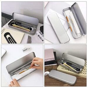 Operitacx 2pcs Metal Pen Cases Tin Pencil Boxes Metal Hinged Tin Stationery Box Small Pencil Case Rectangular Empty Hinged Tins Box Containers Storage Home Organizer for Pen Pencil Makeup Brushes