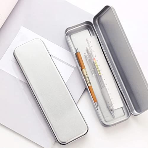 Operitacx 2pcs Metal Pen Cases Tin Pencil Boxes Metal Hinged Tin Stationery Box Small Pencil Case Rectangular Empty Hinged Tins Box Containers Storage Home Organizer for Pen Pencil Makeup Brushes