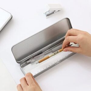 Operitacx 2pcs Metal Pen Cases Tin Pencil Boxes Metal Hinged Tin Stationery Box Small Pencil Case Rectangular Empty Hinged Tins Box Containers Storage Home Organizer for Pen Pencil Makeup Brushes