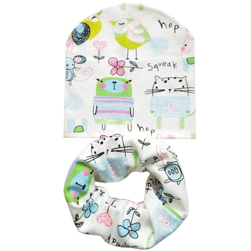 Baby Hat Cotton Baby Hat Scarf Set for Girls and Boys Fit 7 Months-4 Years Old…