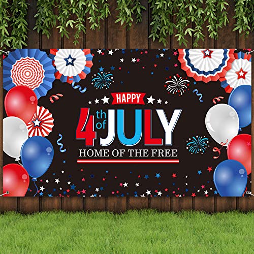 4th of July Party Backdrop Patriotic Sign Banner Independence Day Theme Party Background Fabric Patriotic Hanging Banner Decorations for 4th of July Veterans Day Memorial Day, 6 x 4 ft