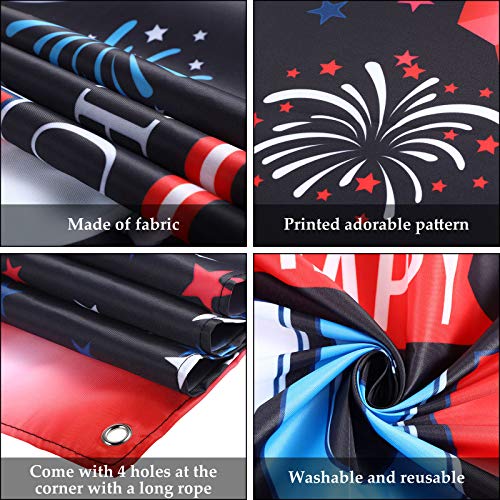 4th of July Party Backdrop Patriotic Sign Banner Independence Day Theme Party Background Fabric Patriotic Hanging Banner Decorations for 4th of July Veterans Day Memorial Day, 6 x 4 ft