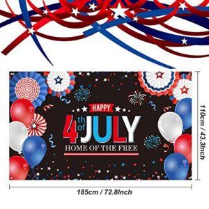 4th of July Party Backdrop Patriotic Sign Banner Independence Day Theme Party Background Fabric Patriotic Hanging Banner Decorations for 4th of July Veterans Day Memorial Day, 6 x 4 ft