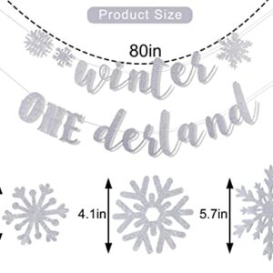 Winter Onederland Snowflake Banner - Winter/snowflake 1st Birthday,winter Party Decorations,silver Snowflake Banner,winter Onederland Birthday Sign