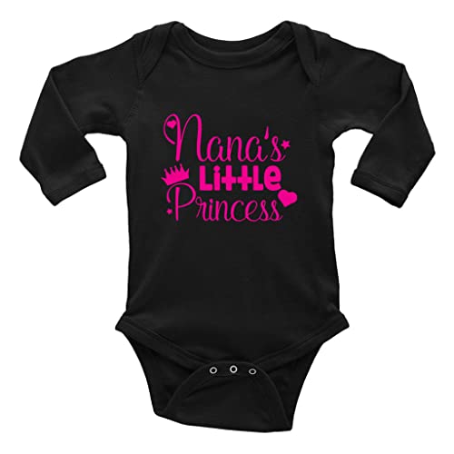 Nana's Little Princess Girls Pink Cute Long Sleeve Bodysuit Girl Baby Clothes Creeper