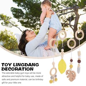 Toddmomy Wood Baby Gym with 4 Wooden Pendant Toys Wooden Gym Hanging Toys, Wooden Hanging Toys Baby Play Gym for Newborn Gift （ Yellow ）