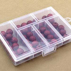 Minitimi 6 Grids Clear Plastic Organizer Box Storage Container Jewelry Box for Fishing Tackles Nail Rhinestones Beads Art DIY Crafts Organizer