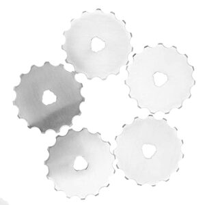 watris veiyi 45mm rotary cutter blades, 5pcs perforating rotary replacement blade, wide skip blade edging tool for crochet edge projects, fleece