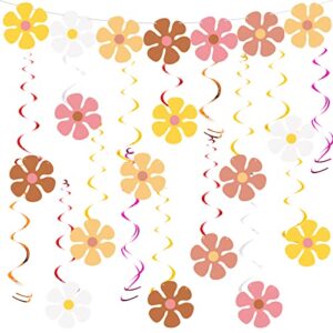 28 pcs boho party swirls decor with 1 pc groovy boho garland decor flower garland decorations daisy garland flower banner hippie hanging swirls groovy party decorations for retro birthday baby shower