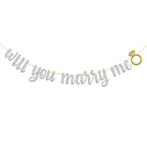 webenison silver glitter will you marry me banner for bachelorette party decor bridal shower wedding engagement party supplies