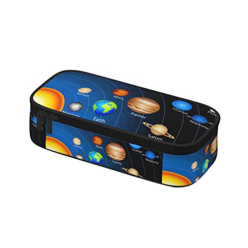 Outer Space Solar System Pencil Case, Large Capacity Pen Bag Organizer Pouch Holder Box for Girls Boys