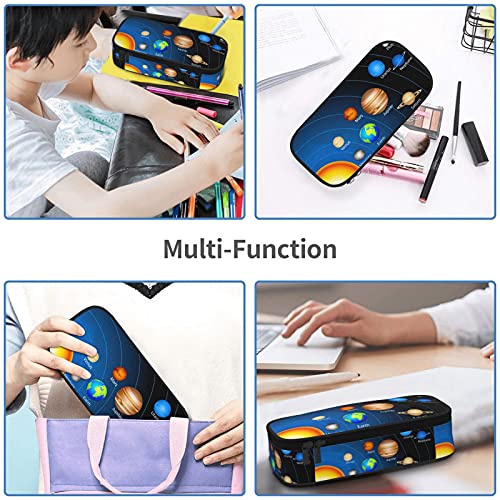 Outer Space Solar System Pencil Case, Large Capacity Pen Bag Organizer Pouch Holder Box for Girls Boys