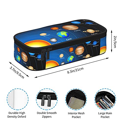Outer Space Solar System Pencil Case, Large Capacity Pen Bag Organizer Pouch Holder Box for Girls Boys
