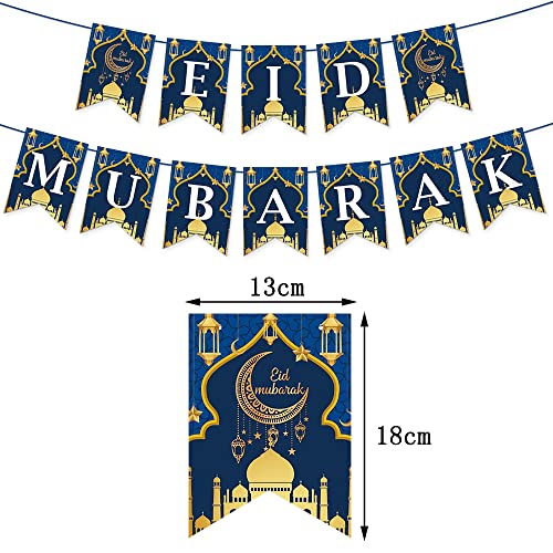 Eid Mubarak Paper Banner Decorations - Happy Eid Party Decorations Hanging Bunting Banner Garland Party Decorations, Ramadan Sign Backdrop for Home Wall Indoor Outdoor