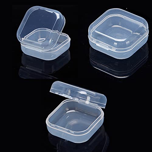 SKUPSY 20 Pcs Mini Clear Plastic Box Square Jewelry Earplug Pill Storage Box Case Container with Lid for Storage of Small Items, Crafts, Jewelry, Hardware