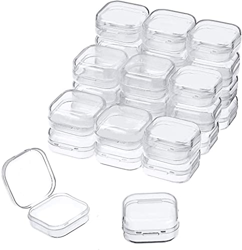 SKUPSY 20 Pcs Mini Clear Plastic Box Square Jewelry Earplug Pill Storage Box Case Container with Lid for Storage of Small Items, Crafts, Jewelry, Hardware