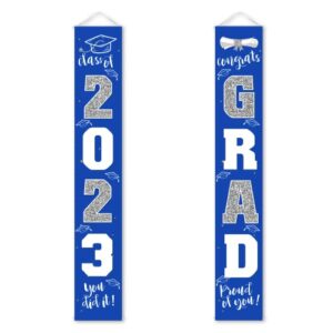 graduation decorations 2023 banner porch sign blue silver for class of 2023 graduates party supplies