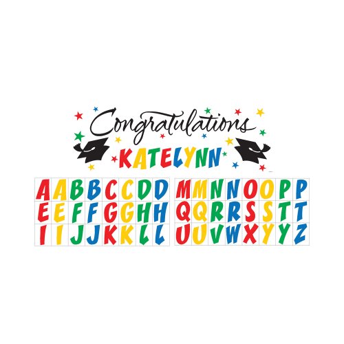 Creative Converting Classic Congratulations with Rainbow Stickers Paper Art Giant Fill-In Graduation Party Banner, 60 by 20-Inch