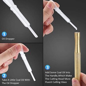 Glass Cutter Tool Mirror Cutting Tool with 2-6 mm, 5-12 mm, 12-20 mm Glass Cutter Head and Screwdriver Oil Dropper Glove for Glass Tiles Mirror Cutting