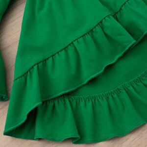 Gushehua Toddler ST Patrick's Day Clothing Sets Kids Baby Girls Long Sleeve Tops Dress+ Four-leaf Clover Legging Outfit (Green, 18-24Months)