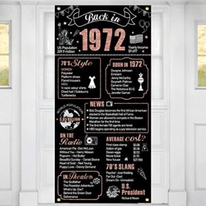 51st birthday decorations back in 1972 door banner for women, rose gold happy 51 birthday door cover party supplies, 51 year old 1972 birthday backdrop sign decor for outdoor indoor