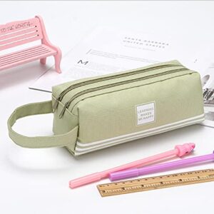 pencil case box for school office,durable pen carrying case with zipper,lightweight & spacious pencil bag pouch box organizer (green)