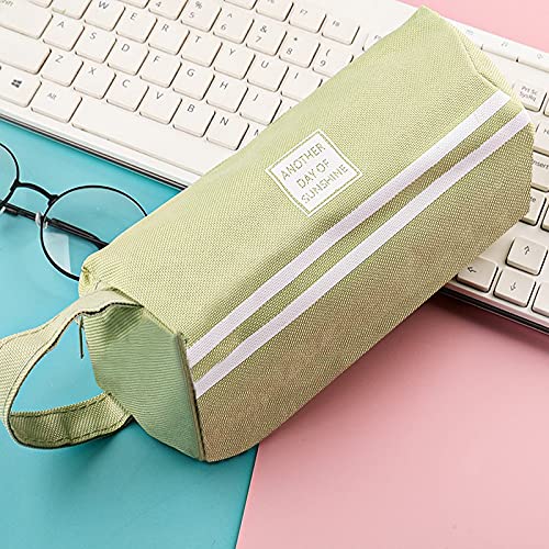 Pencil Case Box for School Office,Durable Pen Carrying Case with Zipper,Lightweight & Spacious Pencil Bag Pouch Box Organizer (Green)