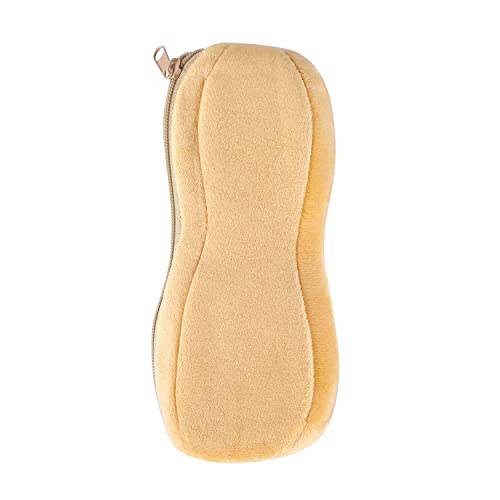 Cute Pencil Case with Zipper Peanut Shape Pencil Case Holder Plush Pencil Organizer Pen Pouch Stationary Bag for School Portable Cosmetic Bag Novelty Pencil Case 8.5x3.9in