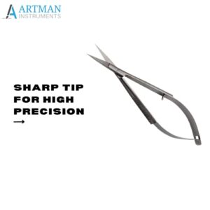 Micro Scissors 4.5" straight Castroviejo stitch cutting embroidery spring action extra sharp Squeeze scissors for ENT eye skin dental veterinary surgeon by Artman Instruments