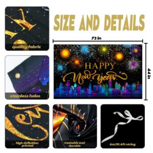 Happy New Year Banner,Happy New Year Party Decoration Supplies,Large Fabric New Years Eve Party Backdrop for 2023 Party Decoration,2023 New Year Fireworks Photo Booth Backdrop Background Banner
