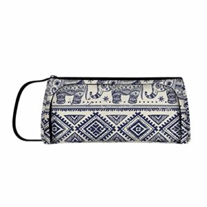 nicokee elephant pencil case ethnic african aztec tribal pencil pouch cosmetic bag for school office travel