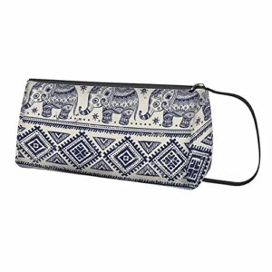 Nicokee Elephant Pencil Case Ethnic African Aztec Tribal Pencil Pouch Cosmetic Bag for School Office Travel