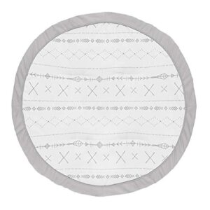 sweet jojo designs grey boho boy or girl baby playmat tummy time infant play mat – gray and white woodland forest tribal arrow unisex