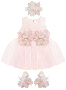 lilax baby girl tulle dress gown pageant 3 piece party wedding dress (6-9 months, pink)
