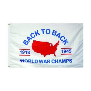 -back to back world war champs flag 3×5 ft banner，the color is bright and lasting, not easy to fade.