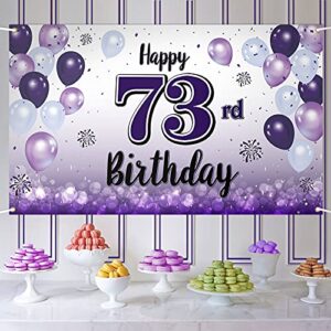 laskyer happy 73rd birthday purple large banner – cheers to 73 years old birthday home wall photoprop backdrop,73rd birthday party decorations.