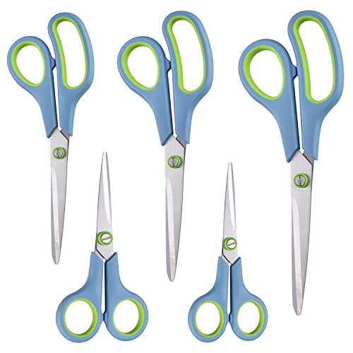 Scissors All Purpose,Scissors Set of 5,Multipurpose Sharp Scissors Different Sizes,Soft Comfort-Grip Handles Scissors,Craft Scissor for Office and Home