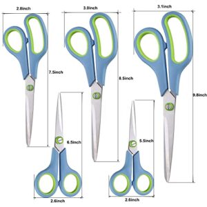 Scissors All Purpose,Scissors Set of 5,Multipurpose Sharp Scissors Different Sizes,Soft Comfort-Grip Handles Scissors,Craft Scissor for Office and Home