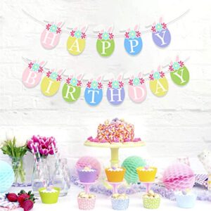 Easter Happy Birthday Banner Bunny Hoppy Colorful Flower Garland Kids Easter Party Decoration Photo Props