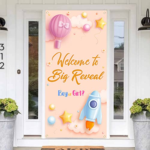 Labakita Baby Gender Reveal Door Banner, Welcome to Big Reveal Door Cover, Gender Reveal Decorations for Baby Boys / Girls, Baby Shower Boy or Girl Welcome Baby Party Decor