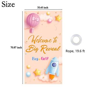 Labakita Baby Gender Reveal Door Banner, Welcome to Big Reveal Door Cover, Gender Reveal Decorations for Baby Boys / Girls, Baby Shower Boy or Girl Welcome Baby Party Decor