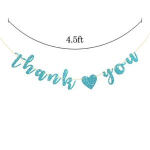 Talorine Thank You Banner, Bridal Shower, Engaged, Fiesta Theme, Wedding Anniversary, Birthday, Thanksgiving Day Party Decorations (Blue Glitter)