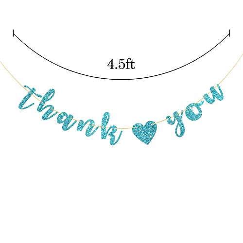 Talorine Thank You Banner, Bridal Shower, Engaged, Fiesta Theme, Wedding Anniversary, Birthday, Thanksgiving Day Party Decorations (Blue Glitter)