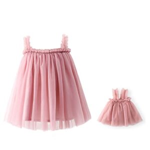 Girl and Doll Matching Dress Outfits Baby Girls Layered Tulle Tutu Dress for Toddler Girl and 14" Dolls Beansand 2T